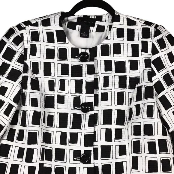 Investments Women’s Size 8 Black White Square Block Pattern Career Jacket NWT - Picture 11 of 16